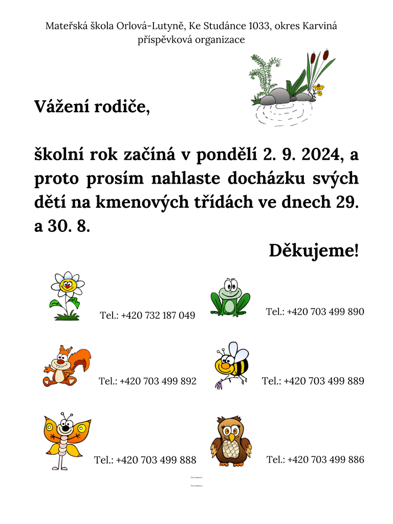 Mateřská škola Orlová Lutyně, Ke Studánce 1033, okres Karviná příspěvková organizace (1)